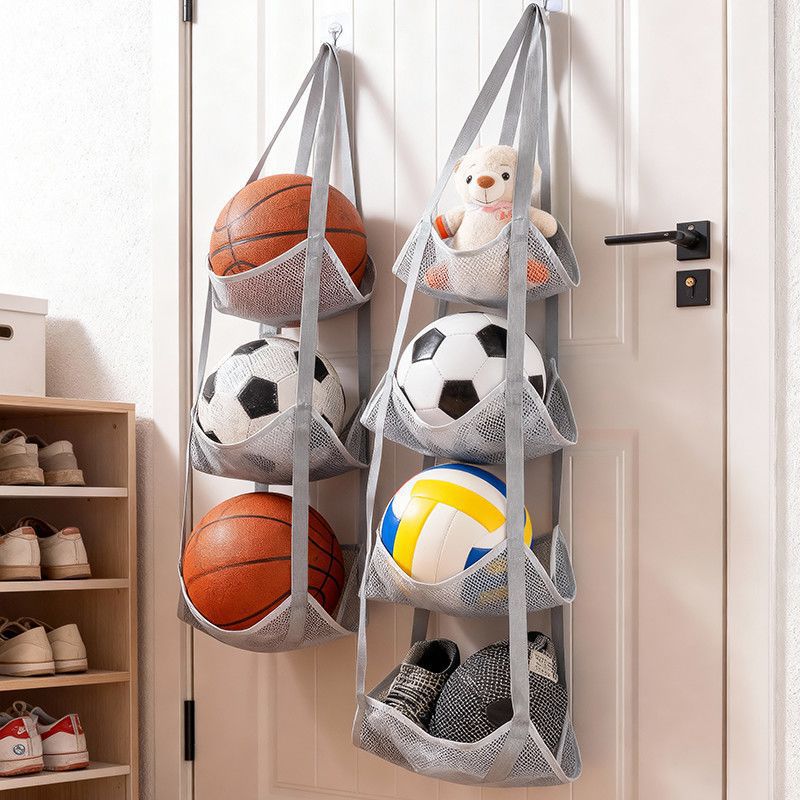 Sports Equipment Garage Organizer - Wall Mounted Ball Storage Hanging Bag