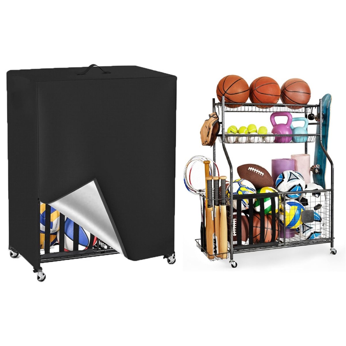 Basketball Rack Cover Garage S - đánh giá và giá Sports Equipment Garage Organizer