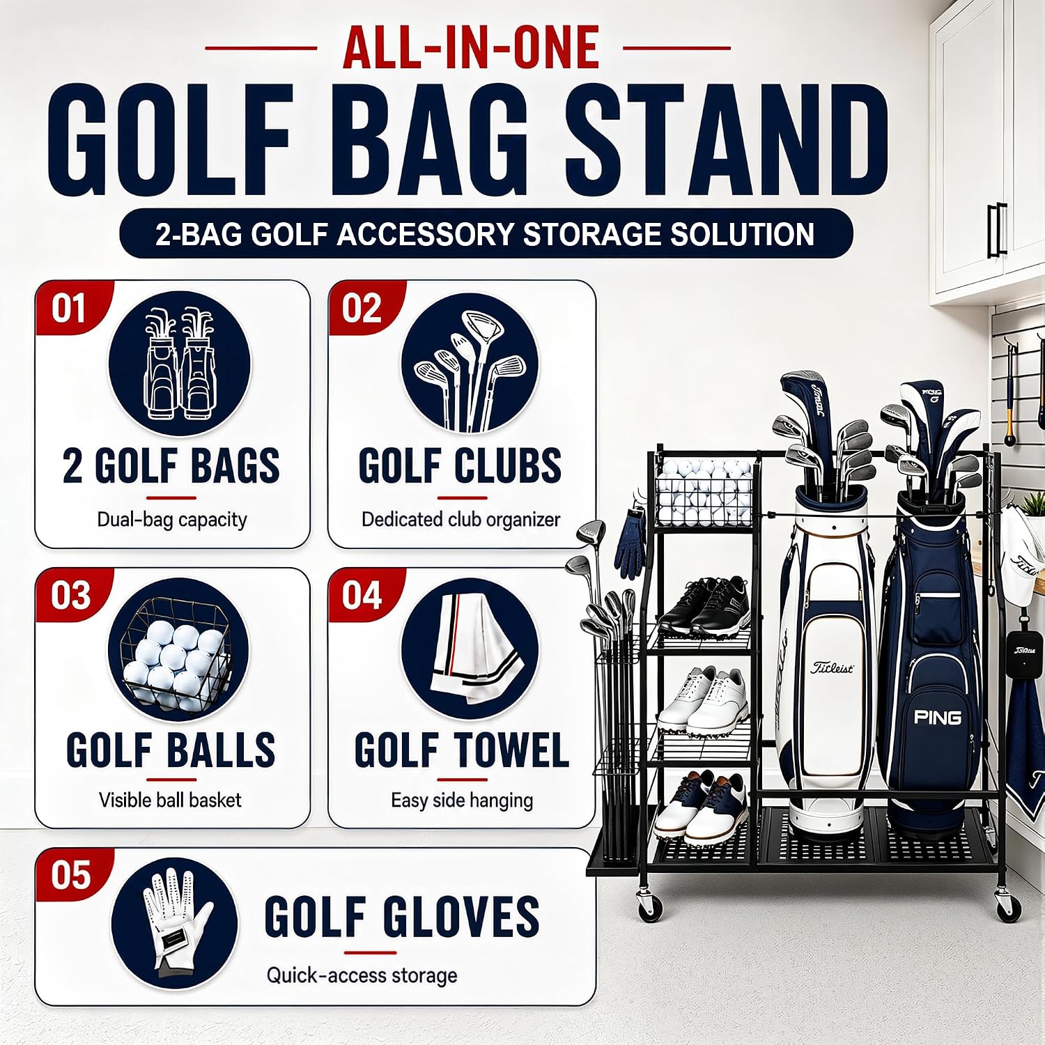 Heavy Duty Golf Bag Storage Ra - đánh giá và giá Sports Equipment Garage Organizer