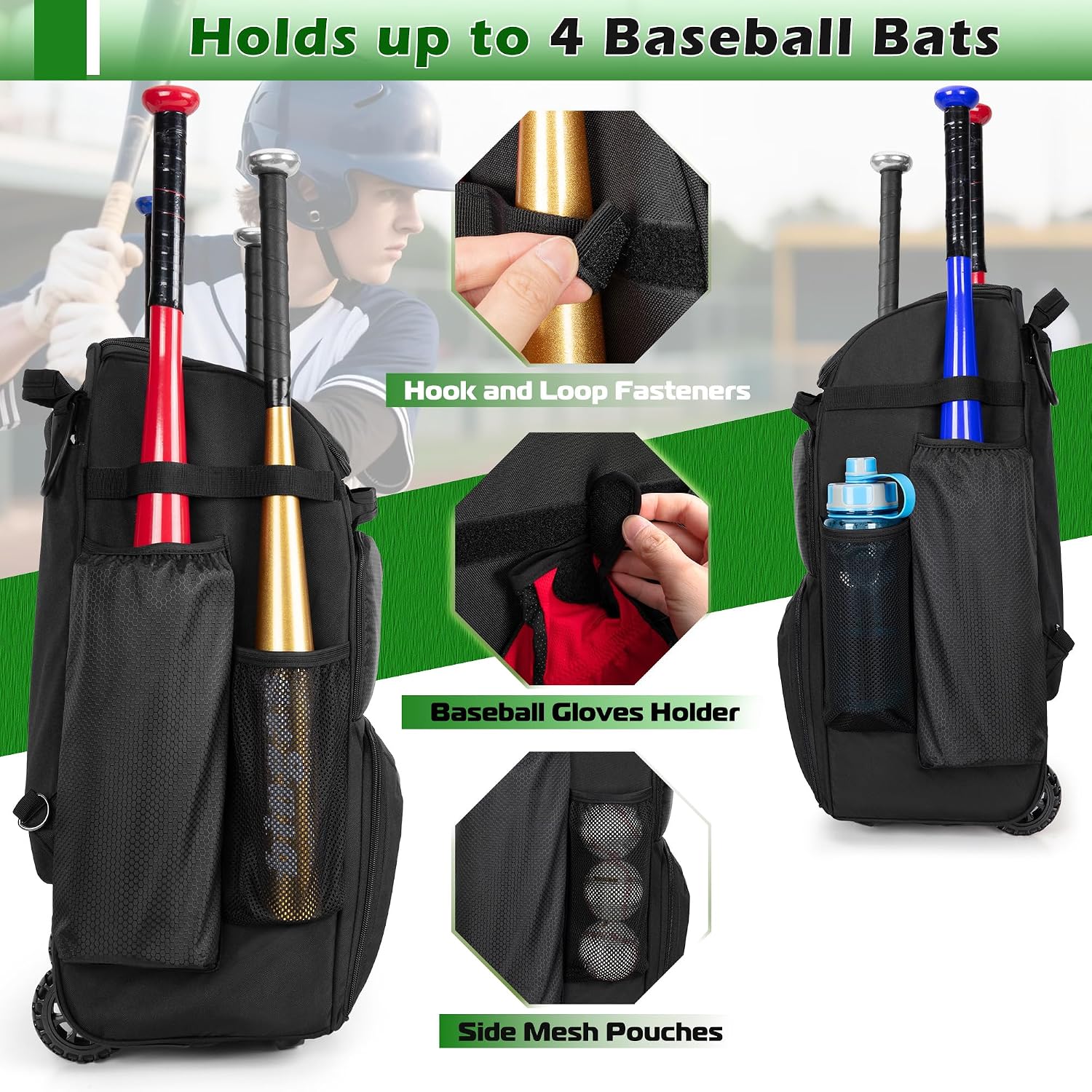 Rolling Baseball Backpack With - đánh giá và giá Sports Equipment Bag